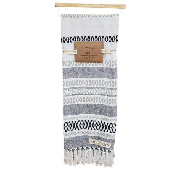 Bohemian Style‎ Decorative Indian Cotton Blue Throw Blanket With Texture 50x60in - Picture 2 of 13